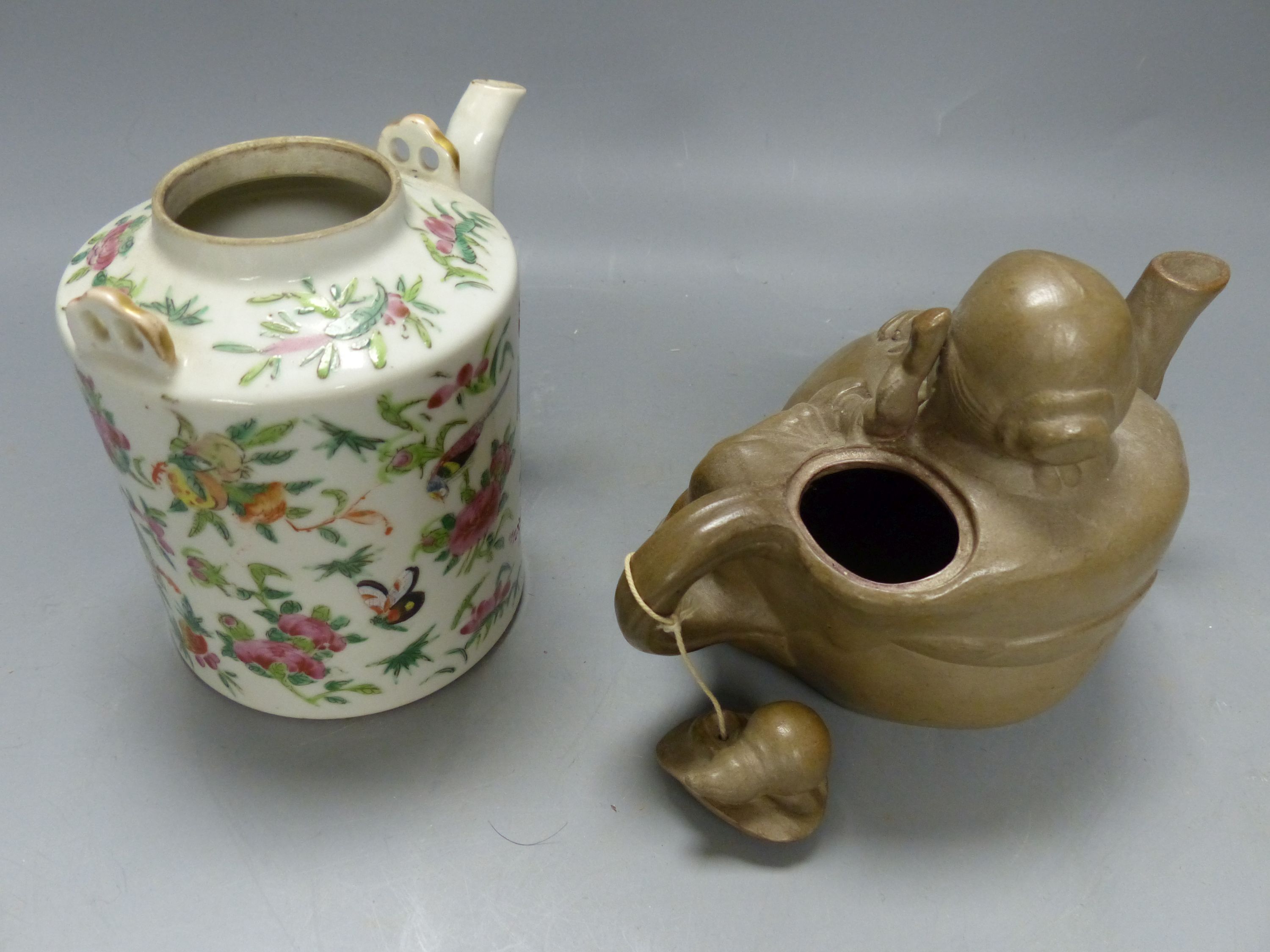 Five Chinese teapots, tallest 22cm